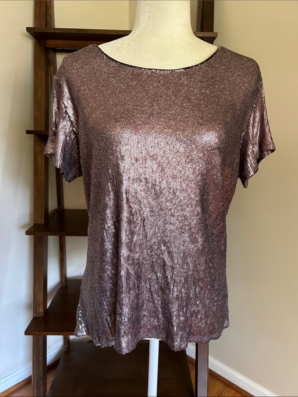 Coldwater Creek Shimmering Bronze Metallic Short Sleeve Top